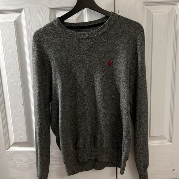 Mens Gray Knit Polo Ralph Lauren Sweater - Picture 2 of 5